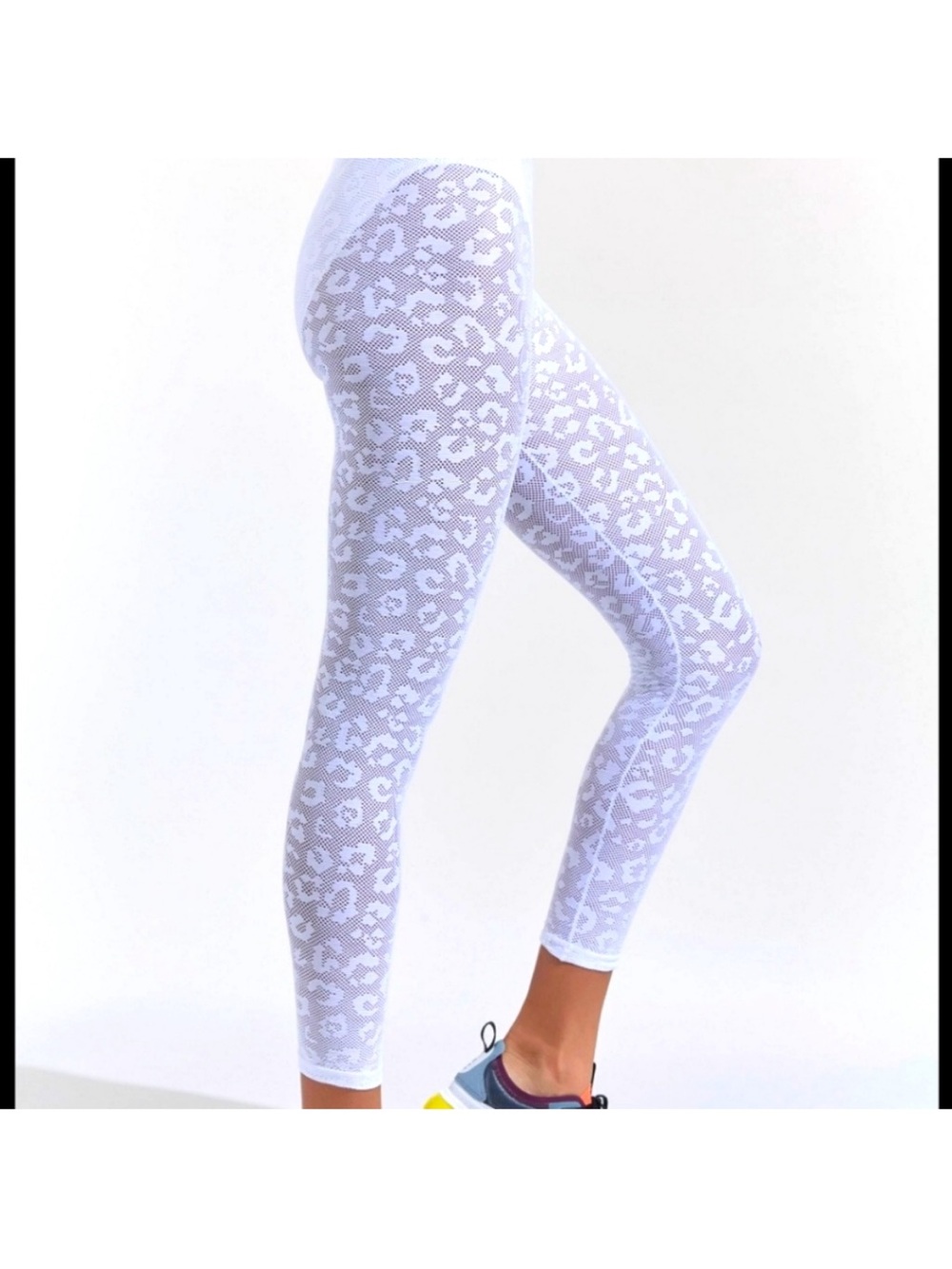 Adam Selman mesh White Leopard Print Leggings